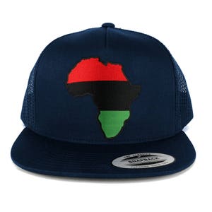 5 Panel Red Black Green Africa Map Embroidered Patch Flat Bill Mesh Snapback 6006-AFRICA-7 image 6