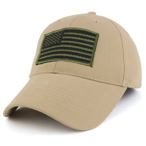 USA American Flag Embroidered Subdued Olive Tactical Patch with Adjustable Operator Cap EC-72063-usa-blk-olive image 3