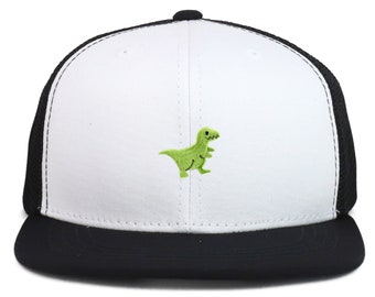 Youth Size Tyrannosaurus Patch Structured Mesh Back Flatbill Snapback Cap(KP0036-AC-5010Y)
