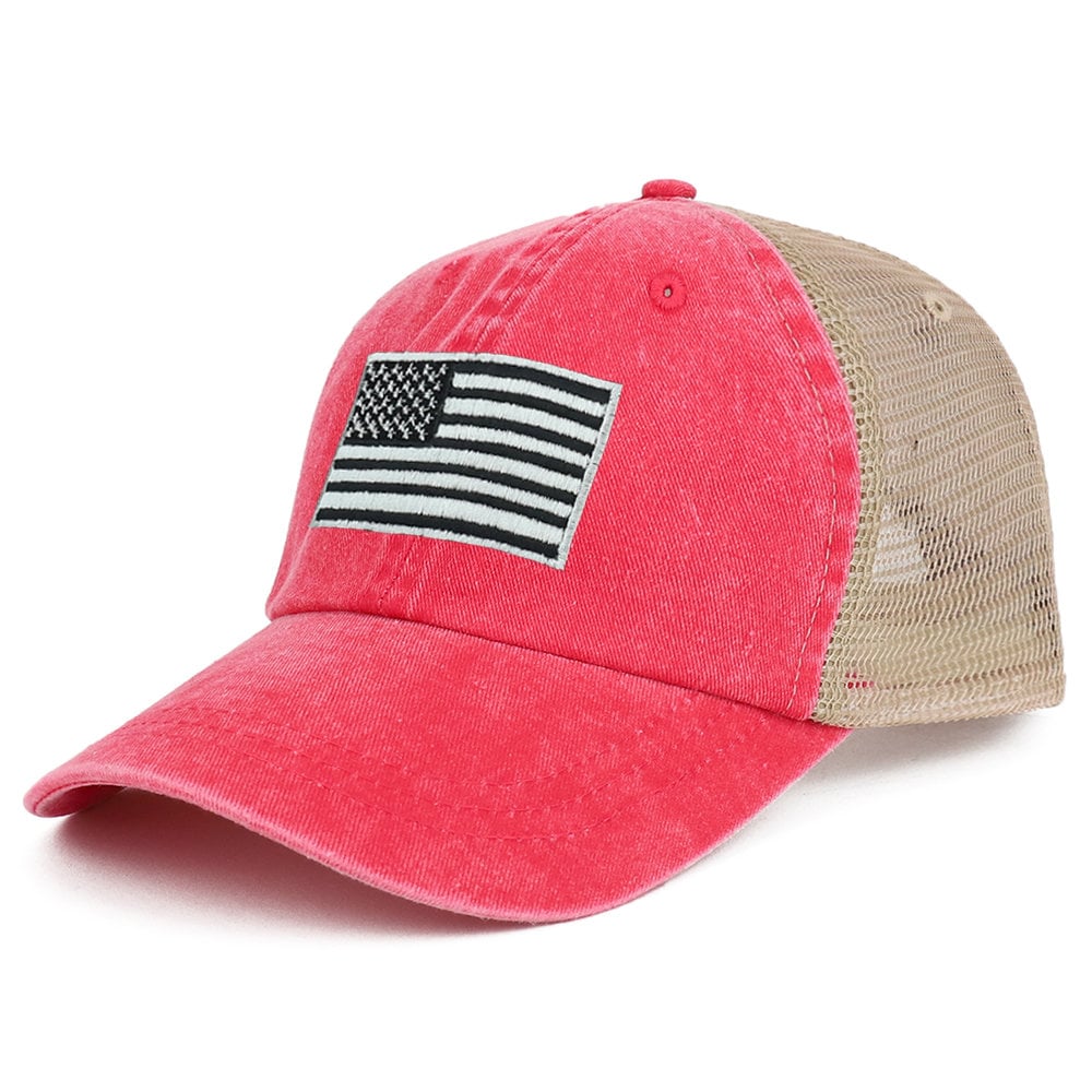 Berretto Camionista Mimetica Con Toppa Bandiera Americana E Linea Blu - Armycrew