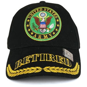 Officially Licensed US Army Retired with Emblem Embroidered Military Baseball Cap (EE-CP00106)