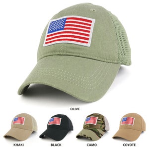USA White American Flag Embroidered Tactical Patch with Mesh Operator Cap (EC-70609-USA-Wht-Mesh)