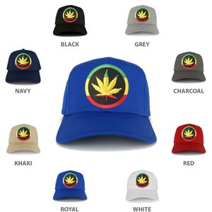 RGY Marijuana Leaf Rasta Circle Iron on Embroidered Patch Adjustable Baseball Cap (27-079-RGYLEAF)