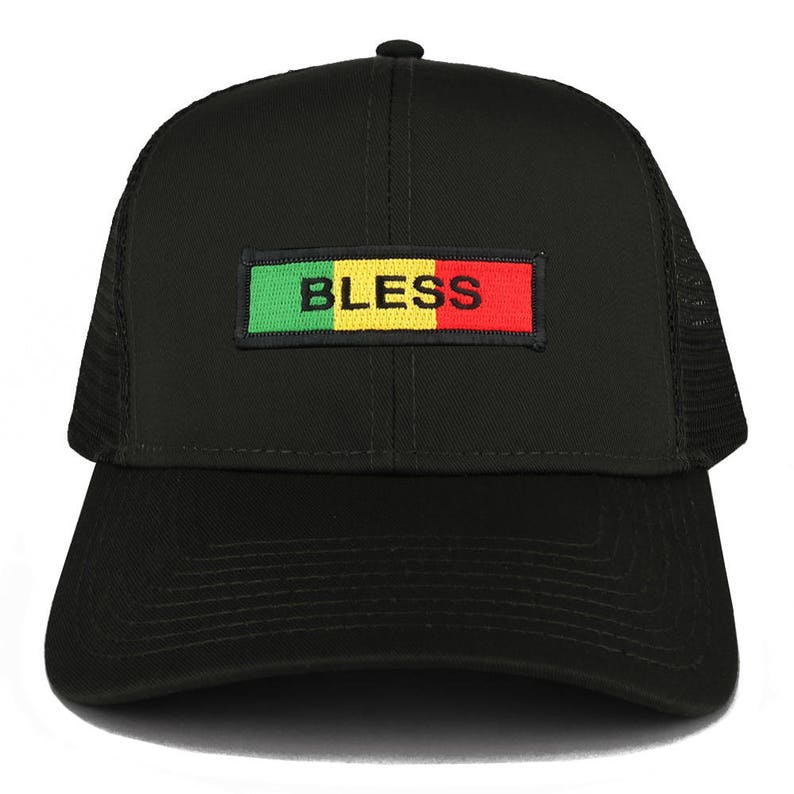 Bless Green Yellow Red Embroidered Iron on Patch Adjustable Trucker Mesh Cap 30-287-AFRICA-31 image 2