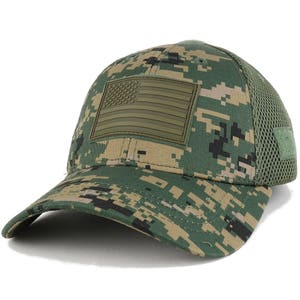 US American Flag Olive 2 Rubber 3D Tactical Patch Low Crown Adjustable Mesh Cap T90-USA-OLV2-T80 image 6