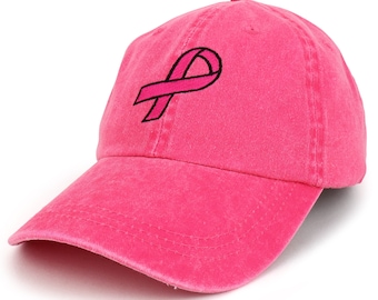 Breast Cancer Awareness Pink Ribbon Hat - Embroidered Hope Faith Love Baseball Cap, Adjustable