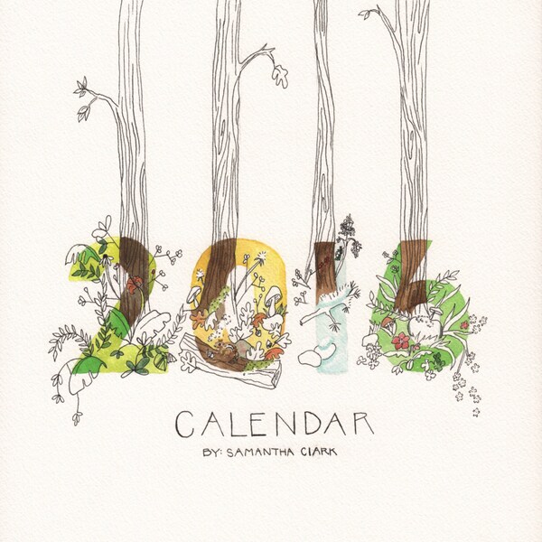 SALE! 2016 Watercolor Illustrated Nature Calendar