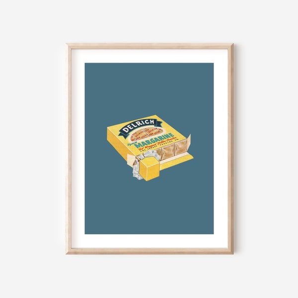 Vintage Margarine Poster Digital Download, Printable Art, Bakery Art, Retro Kitchen Decor, Vintage Ad Poster, Food Poster, Kitchen Wall Art