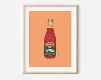 Affiche Ketchup, Art imprimable, Publicité alimentaire vintage, Art de cuisine rétro, Affiche publicitaire vintage, Décor de cuisine, Décoration alimentaire, Art mural de cuisine