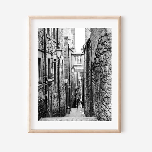 Edinburgh Alleyway Print Black and White Photography Etsy Canada