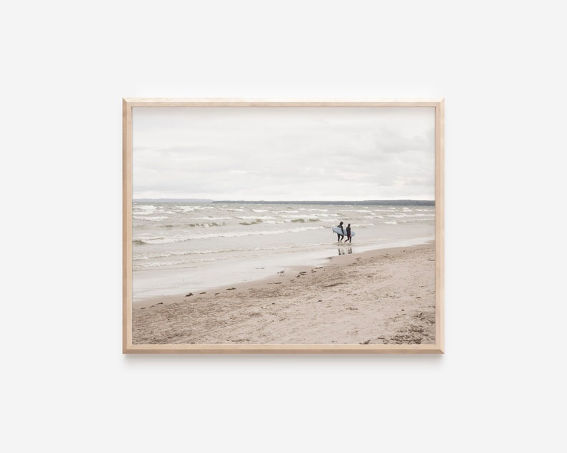 Print of Surfers at Wasaga Beach, Beach Art, Beach Prints, Neutral Wall