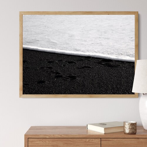 Black Sand Beach Print in Reynisfjara Iceland Minimal - Etsy Canada