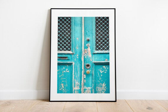 Print Of A Teal Door In Lisbon Portugal Photography Travel Etsy