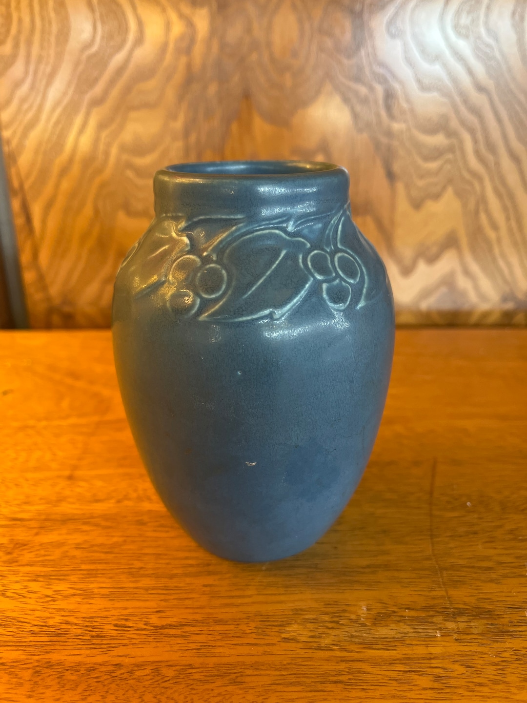 Vintage Rookwood Pottery fruit & Leaves Blue Matte Glaze 4 3/4 Vase. Etsy