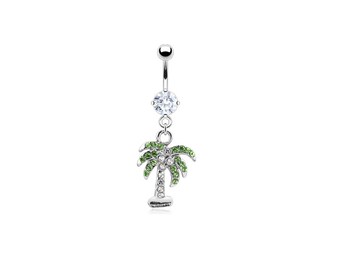 Tree Of Life Belly Ring Clear Rhinestones Womens Gift Handmade Silver or Gold