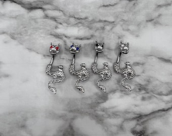 Gemmed Dragon Belly Ring 14G Surgical Steel Body Jewelry