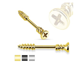 Pair Screw Shaped 316L Surgical Steel 14G Nipple Barbells Rings Shields Body Jewelry