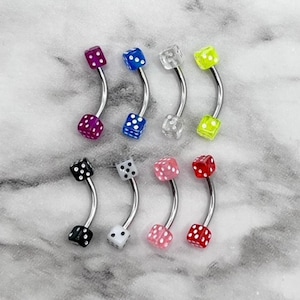 Eyebrow Curve Dice Ring Barbell Lip 316L Surgical Stainless Steel Body Jewelry