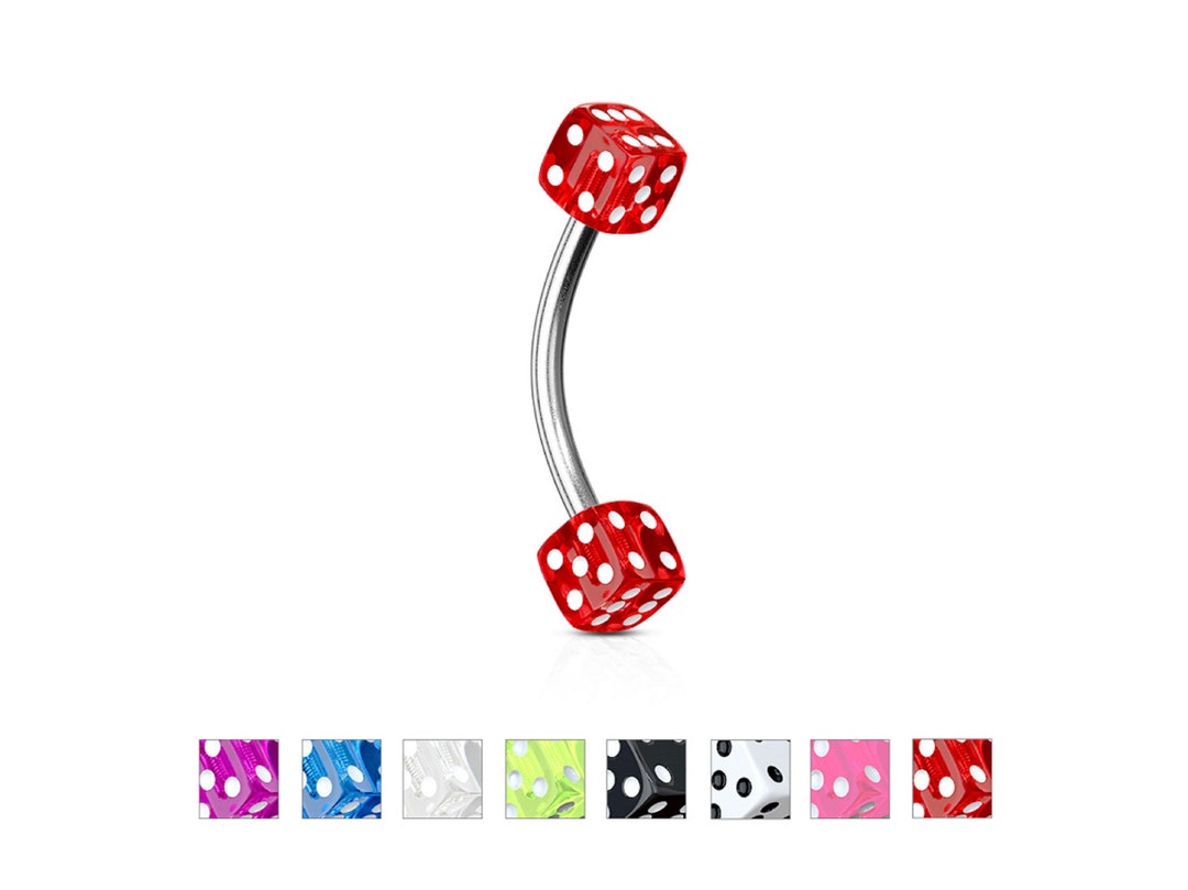 Eyebrow Curve Dice Ring Barbell Lip 316L Surgical Stainless Steel Body Jewelry Etsy