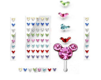 Triple Bubble Nose Bone Stud Rings CZ Gems 316L Surgical Steel 20G Body Jewelry