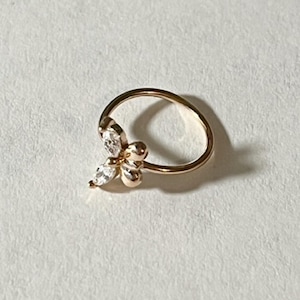 Clear CZ Rose Gold Butterfly 316L Surgical Steel 20G Bendable Pierced Nose Cartilage Hoop Ring Body Jewelry