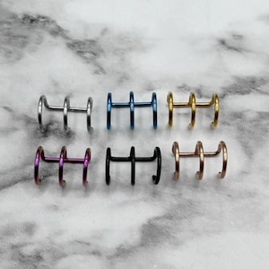 Triple Closure Ring Punk Fake Non-Piercing Adjustable 316L Surgical Steel Ear Cartilage Cuff Body Jewelry