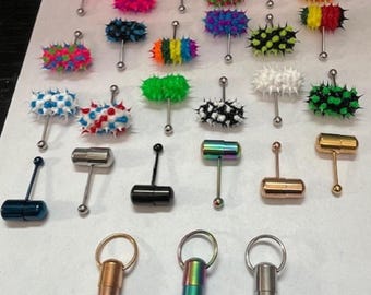 Vibrating Tongue Barbell Rings With 2 Batteries 316L Surgical Steel 14G  Body Jewelry