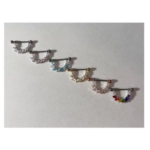 Pair Marquise CZ Bridge 316L Surgical Steel 14G Nipple Rings Nipple Barbells Nipple Shields Nipple Piercing Nipple Jewelry Body Jewelry