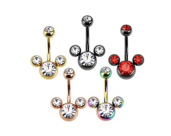 Triple Bubble Gems 316L Surgical Steel 14G Belly Navel Ring Body Jewelry