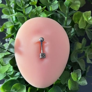Steel Dice 316L Surgical Steel 14G Belly Ring Body Jewelry