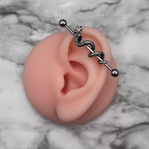Antique Snake 316L Surgical Steel Industrial 14G Barbell Body Jewelry