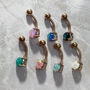 Opal Glitter Belly Ring: Rose Gold Plated Surgical Steel 14G