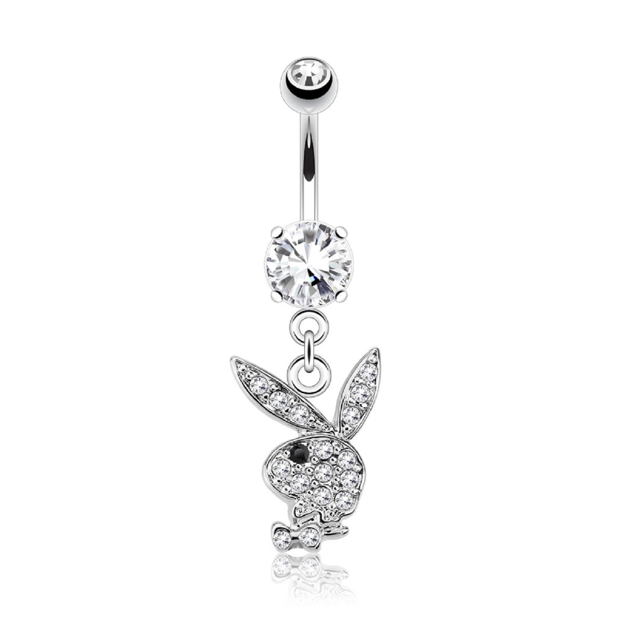 Clear / Black Eye Multi Gem Dangle Belly Navel Ring Body Jewelry