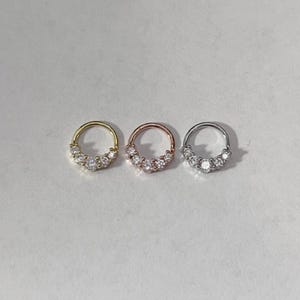 5 Prong Set CZ Bendable 316L Surgical Steel 16G Hoop Rings for Septum Ear Cartilage Daith Nose Hoop Rings Body Jewelry