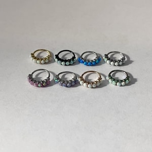 Opal Lined Set 316L Surgical Steel 20G Bendable Hoop Rings for Ear Cartilage Eyebrow Nose Rings Body Jewelry