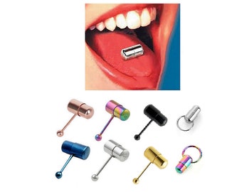 Vibrating Tongue Barbell Rings with 2 Batteries 316L Surgical Steel 14G Body Jewelry