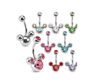 Triple Bubble Gems 316L Surgical Steel 14G Belly Navel Ring Body Jewelry