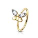 Clear CZ Gold Butterfly Bendable Pierced Nose Cartilage Hoop Ring Piercing Body Jewelry