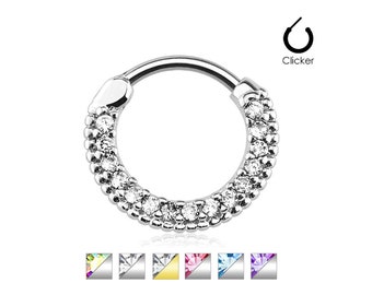 Round Top 316L Surgical Steel 14G 16G CZ Gems Nose Hoop Septum Ear Cartilage Body Jewelry