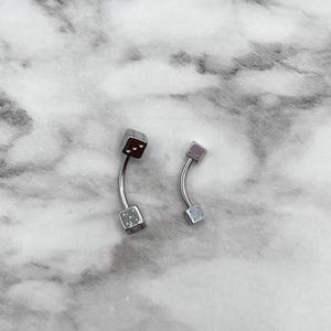 Steel Dice 316L Surgical Steel Curved 16G Eyebrow Belly Lip Ear Ring Body Jewelry