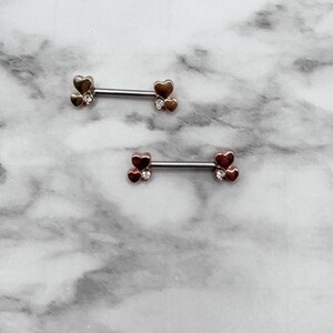 Pair Heart Clusters 316L Surgical Steel 14G Nipple Barbells Nipple Rings Nipple Piercing Nipple Jewelry Body Jewelry