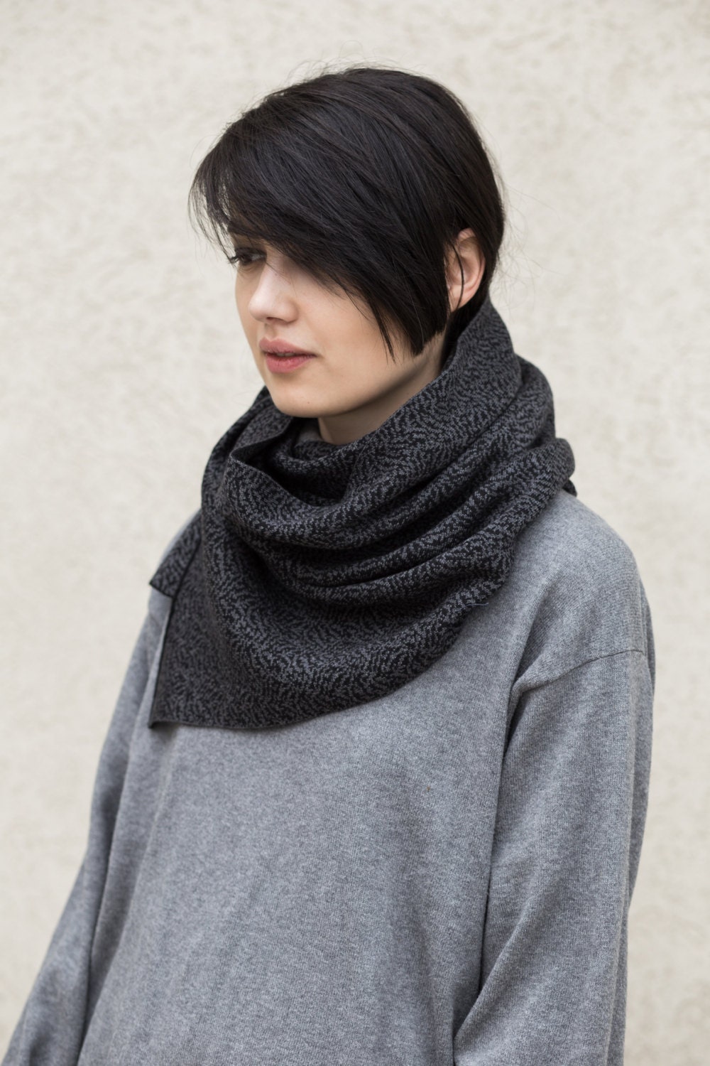 Grey Scarf, Black Scarf, Dark Grey Scarf, Knit Scarf, Scarves for Women ...