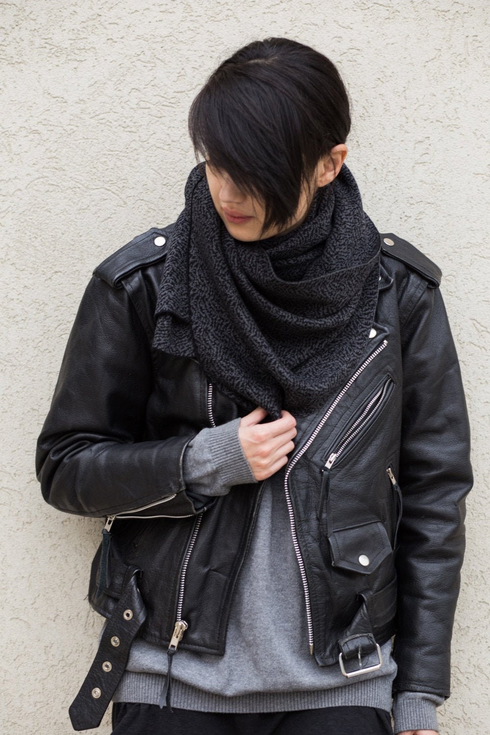 Grey Scarf, Black Scarf, Dark Grey Scarf, Knit Scarf, Scarves for Women ...