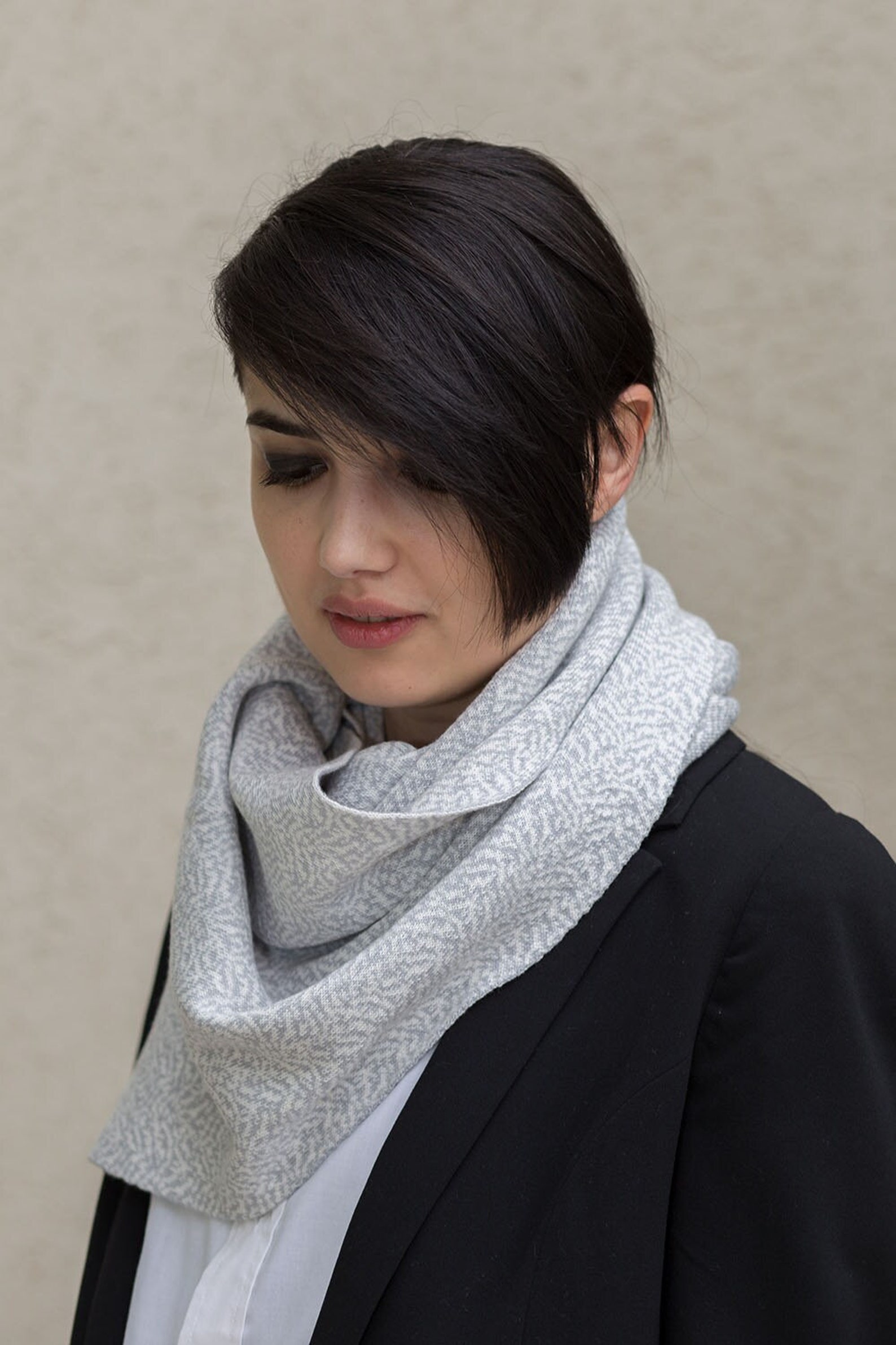 Light Grey Scarf Knit Scarf Light Gray Scarf Scarves for Etsy