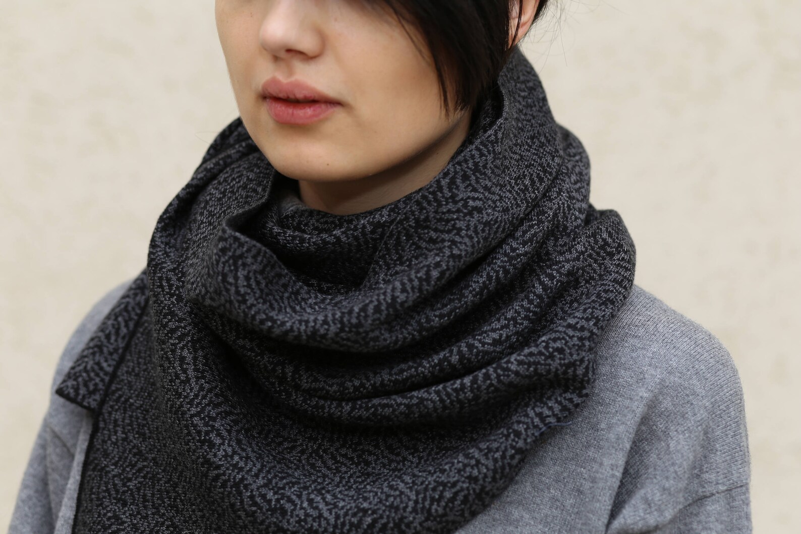 Grey scarf black scarf dark grey scarf knit scarf scarves | Etsy