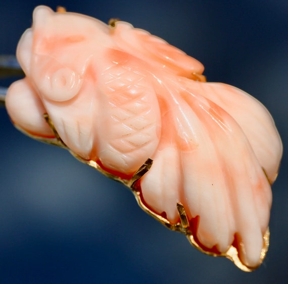 14K 585 Solid Yellow Gold Koi Fish Angel Skin Cor… - image 6