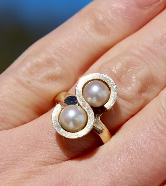 14K 585 Solid Yellow Gold  "S" 6.5mm Akoya Pearl … - image 7