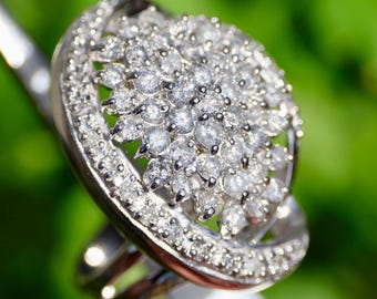 Platinum Pt900 1.50cttw Natural Diamond 10.26Grams Cluster QUALITY Ring