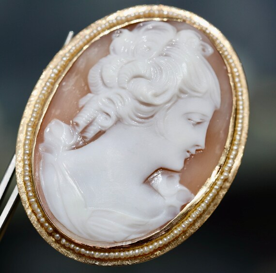 14K Solid Yellow Gold Solid  12.6grams Cameo Seed… - image 2