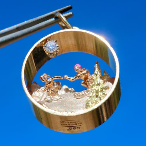 Boutons De Manchette En Or Jaune 14 Carats Avec Diamants Taille-douce - Occasion - Livraison Gratuite USA